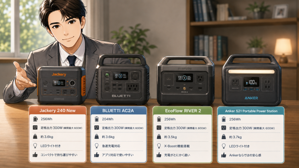 おすすめ300Wクラスのポータブル電源例