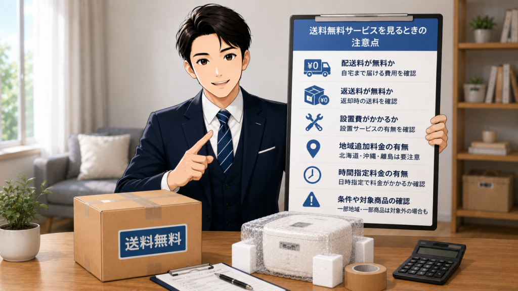 家電レンタル送料無料サービスを見るときの注意点