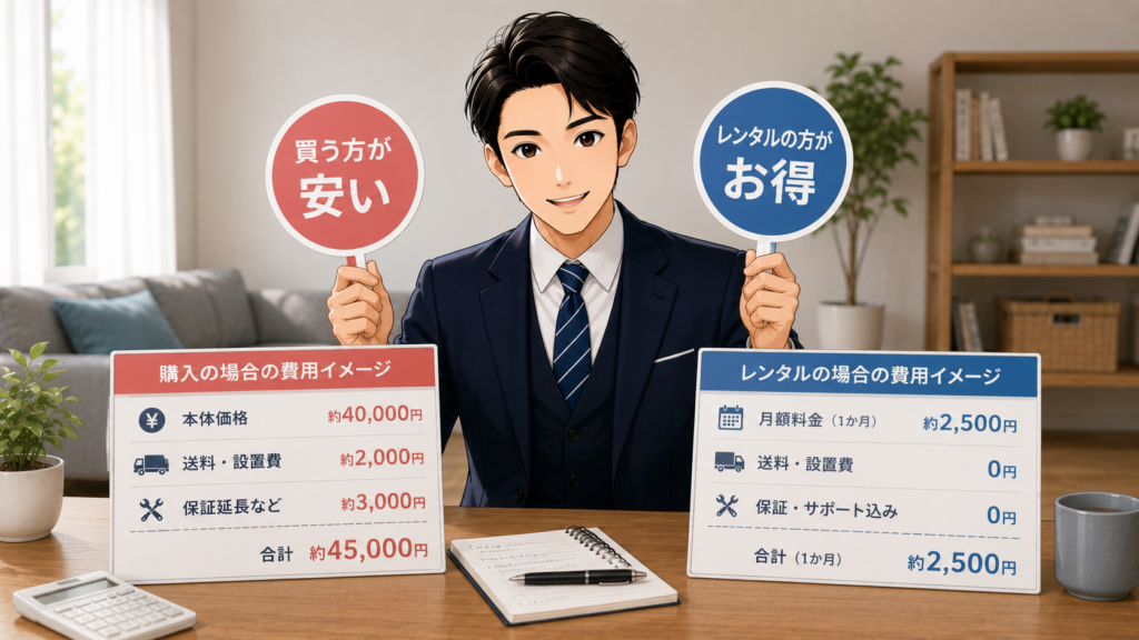 家電レンタルは買った方が安いですか?利用期間で判断