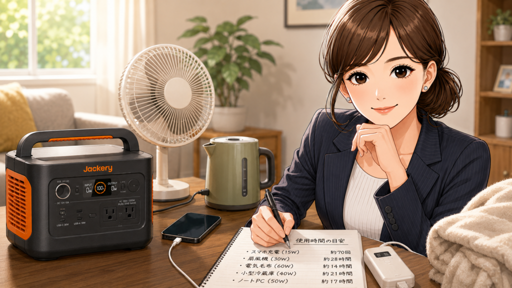 Jackeryポータブル電源1000はどのくらい持つか