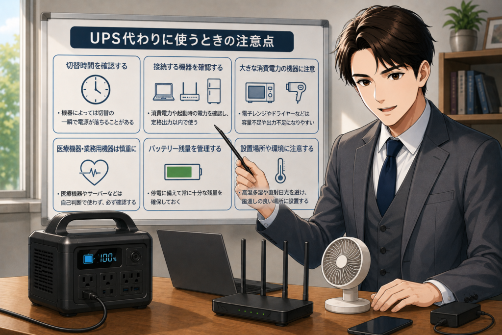 UPS代わりに使うときの注意点