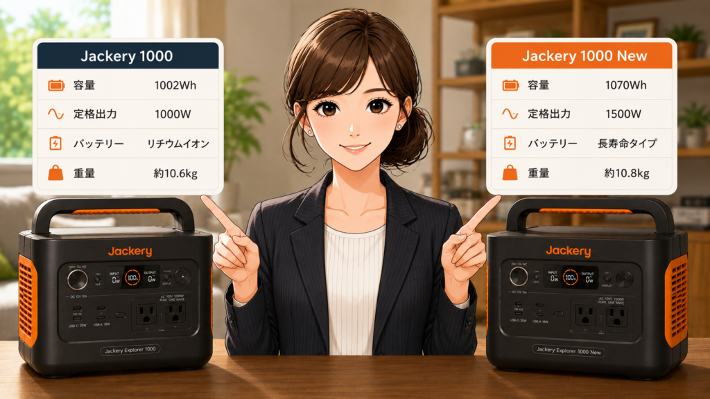 Jackery1000と1000Newの違い