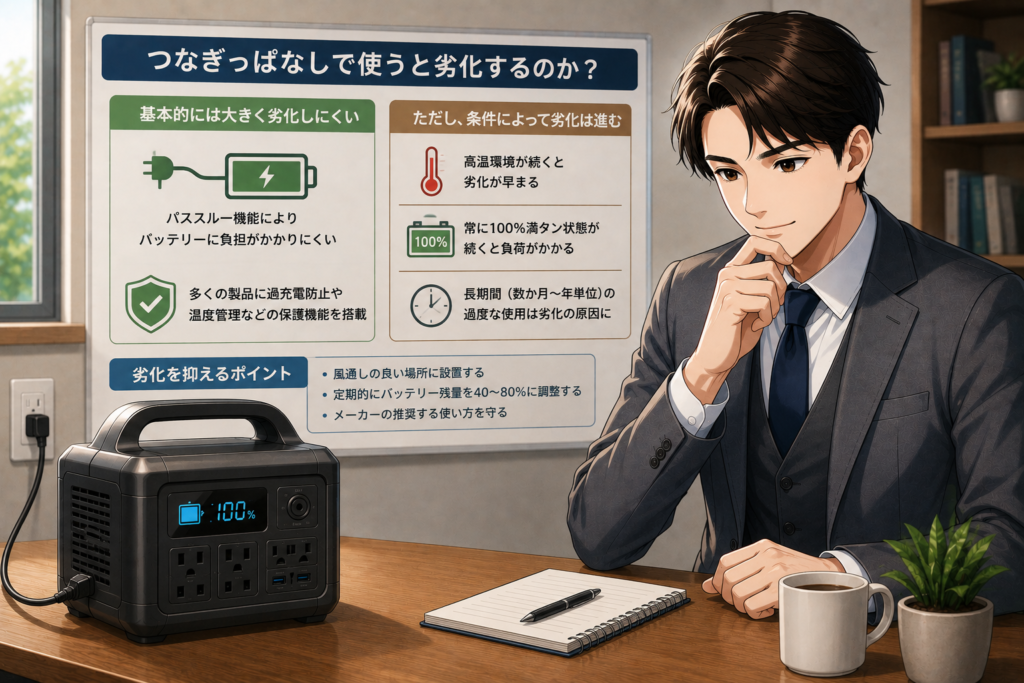 つなぎっぱなしで使うと劣化するのか