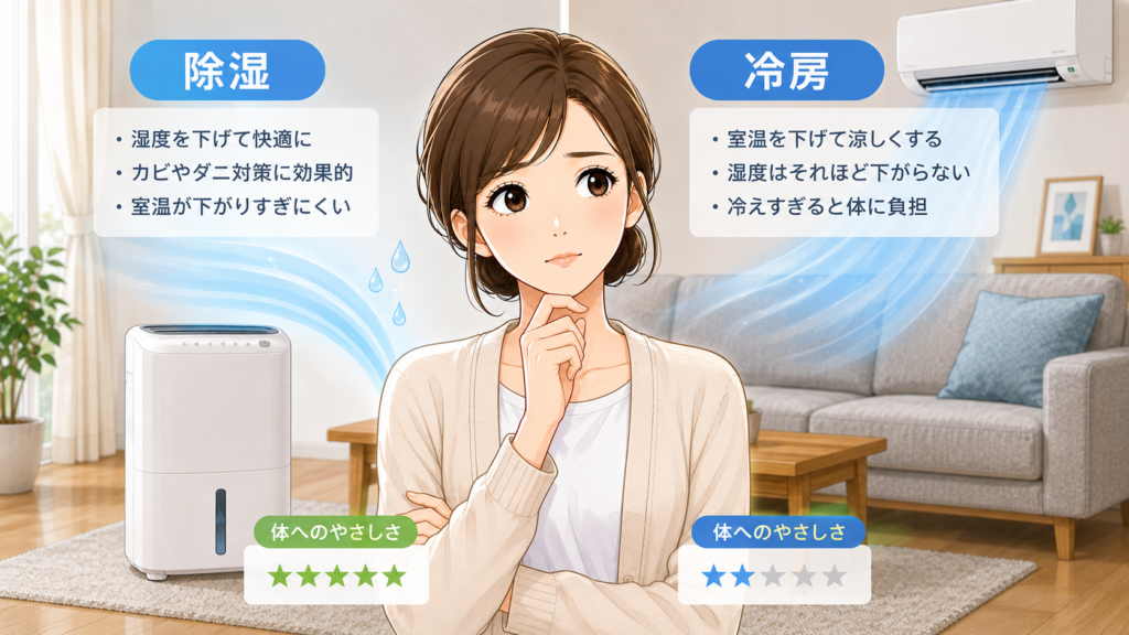 除湿と冷房はどっちが体に良いか
