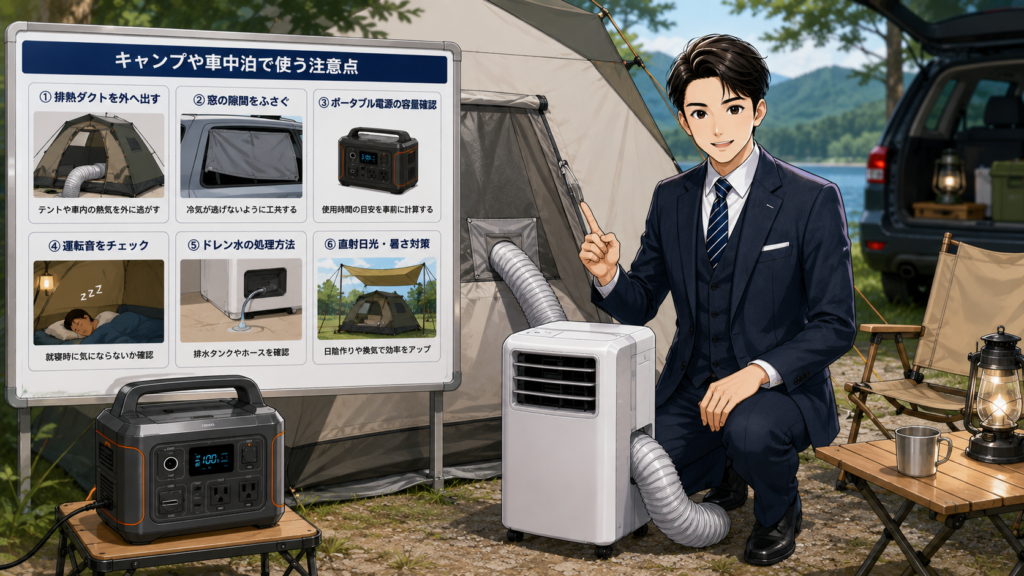 キャンプや車中泊で使う注意点