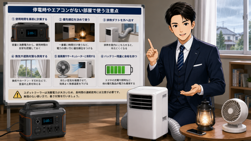停電時やエアコンがない部屋で使う注意点