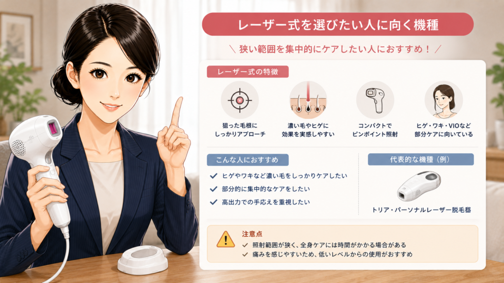 レーザー式を選びたい人に向く機種