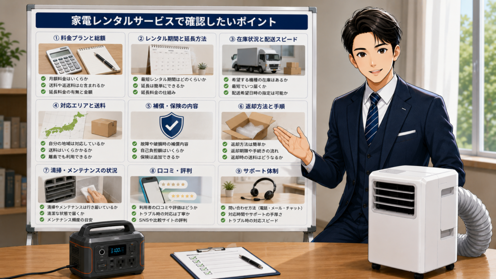 家電レンタルサービスで確認したいポイント