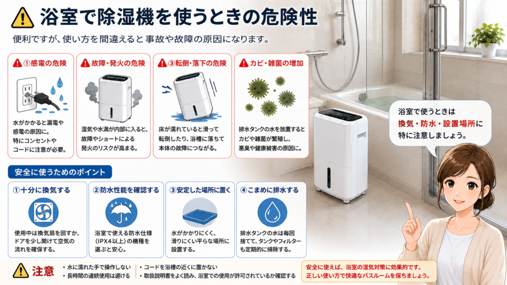 浴室で除湿機を使うときの危険性