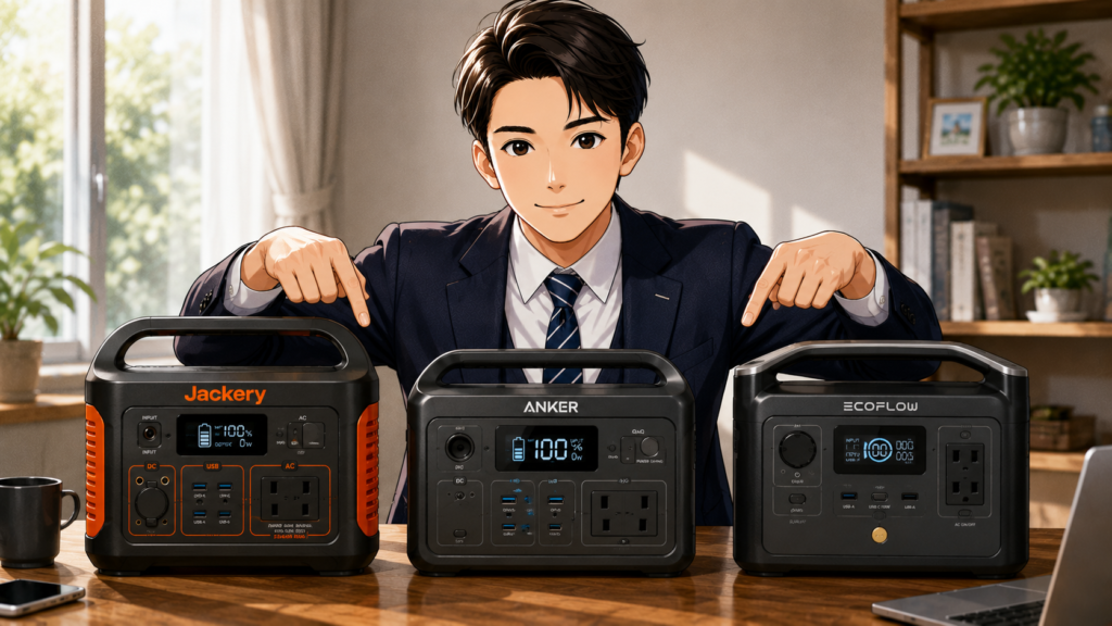Jackery・Anker・EcoFlowでも基本の使い方は似ている