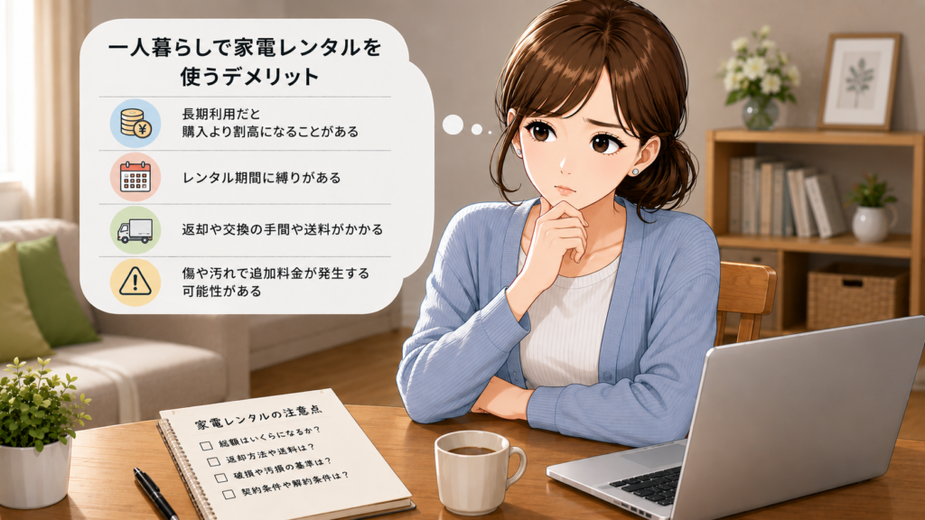 一人暮らしで家電レンタルを使うデメリット