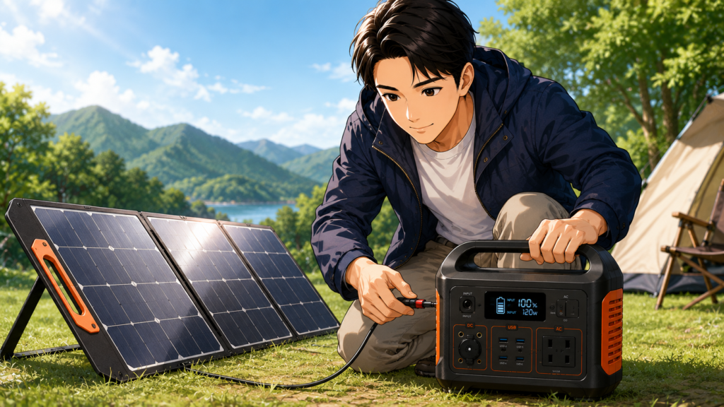 ソーラーパネルで充電するときの使い方