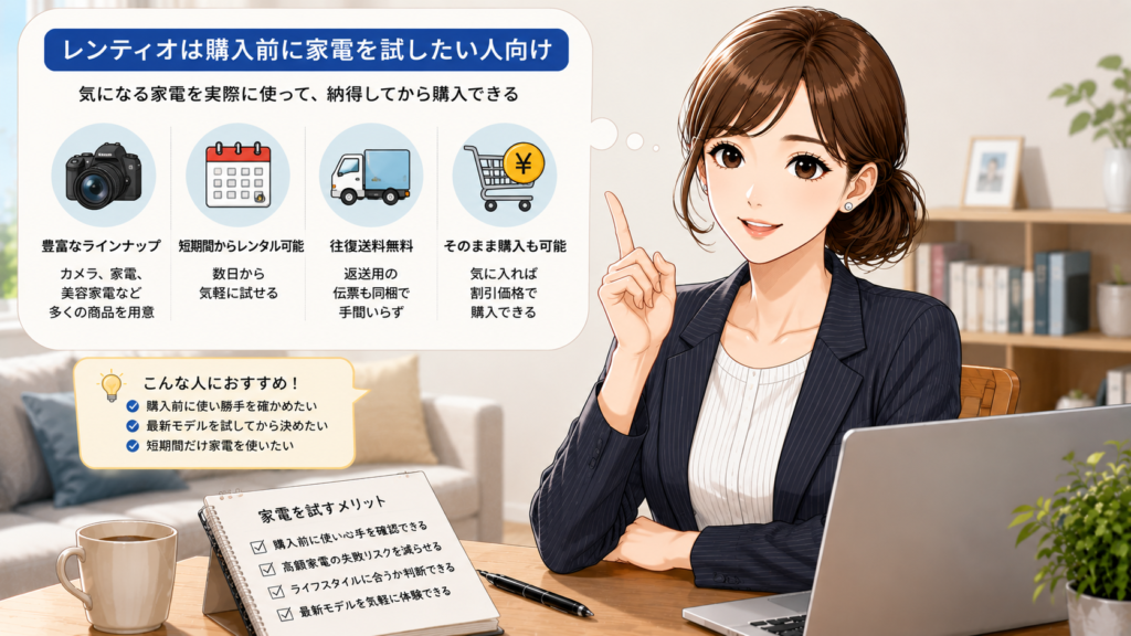 レンティオは購入前に家電を試したい人向け