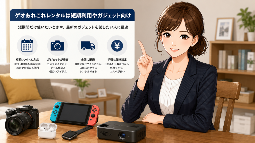 ゲオあれこれレンタルは短期利用やガジェット向け