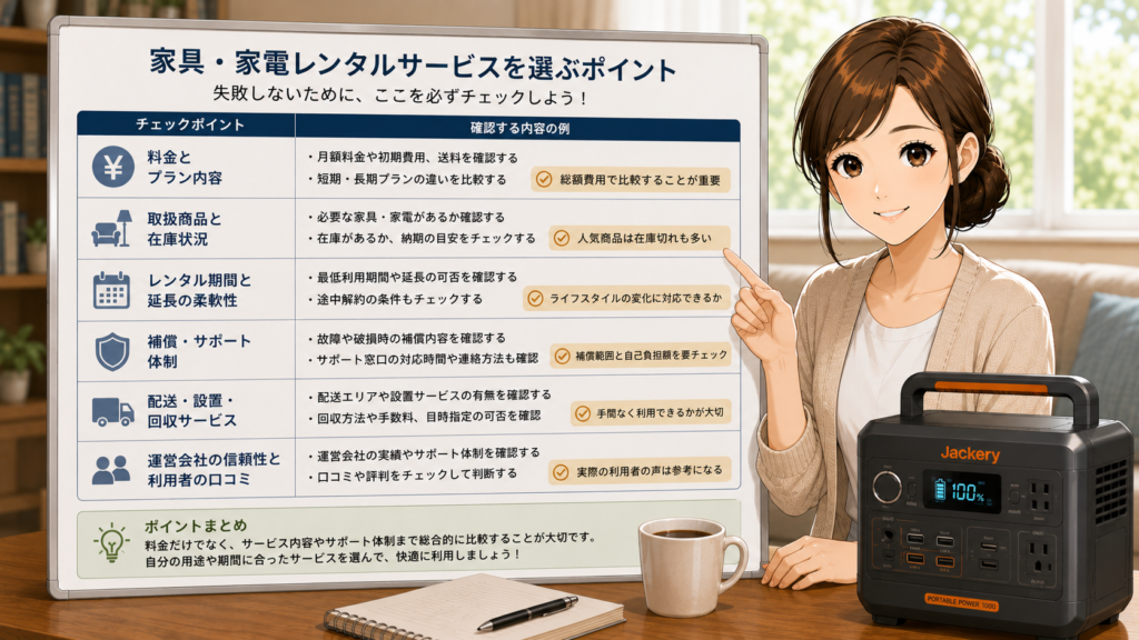 家具・家電レンタルサービスを選ぶポイント
