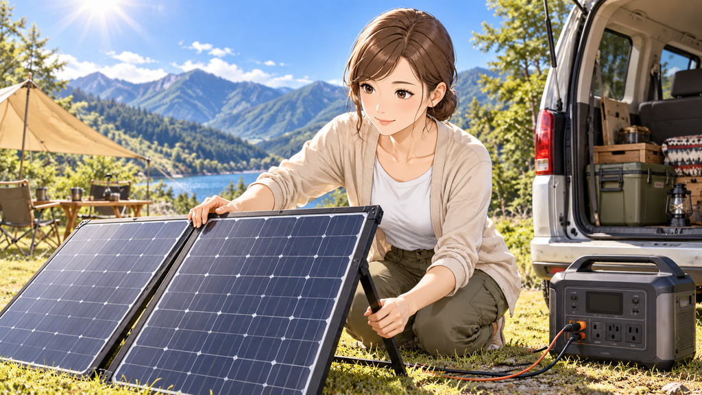 ソーラーパネルは連泊時の補助電源として便利
